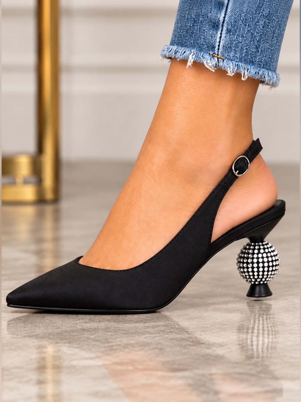 SIMONE Rhinestone Ball Heels - A New Day Black